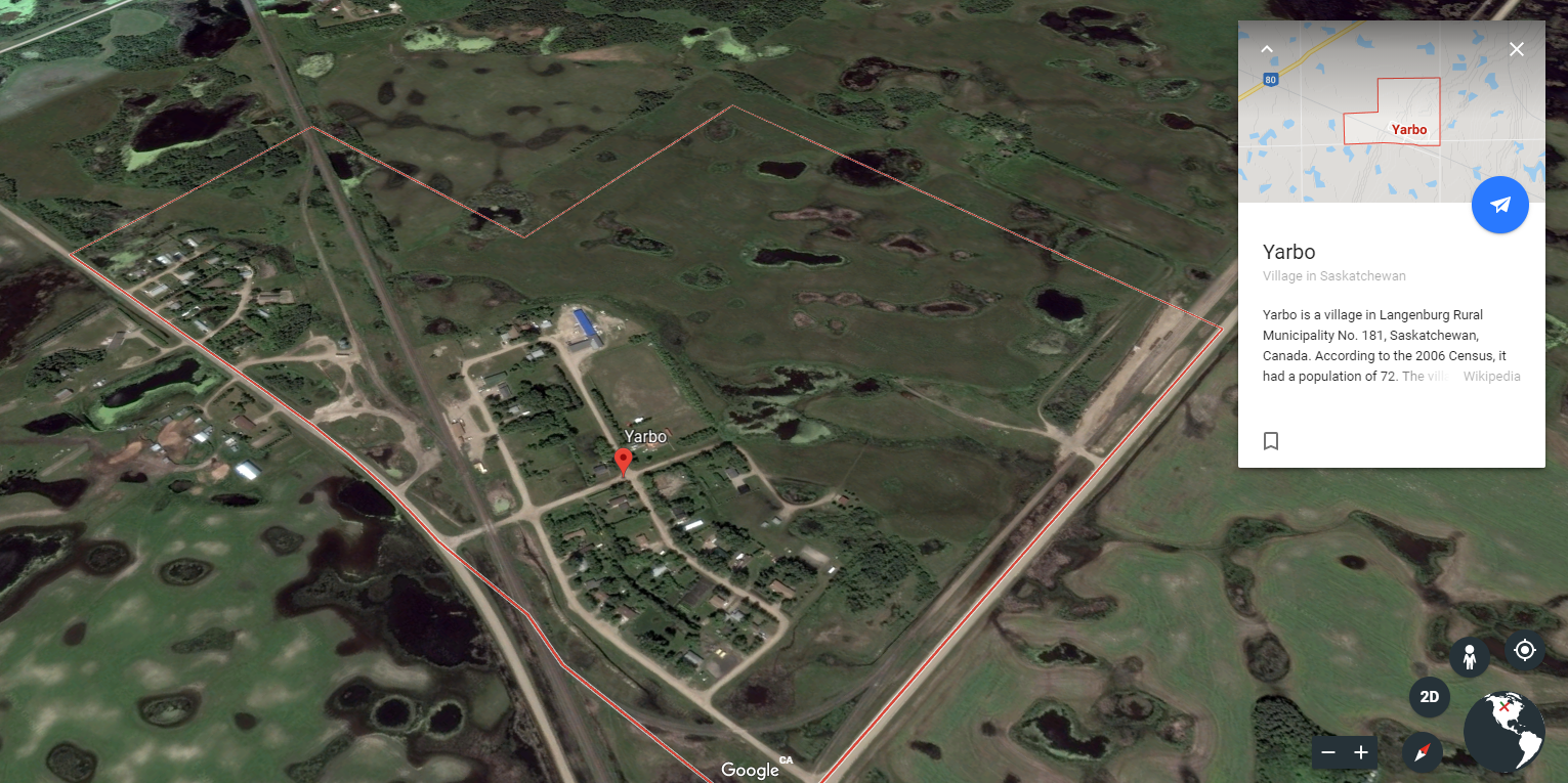 Yarbo, SK Google Earth View